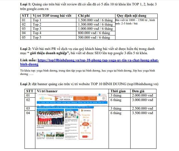 Bang Gia Dang Top 10 Binh Duong
