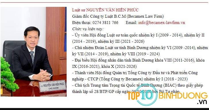 1. Văn Phòng Luật  Sư Thủ Dầu Một Công Ty Luật B.c.m (becamex Law Firm)