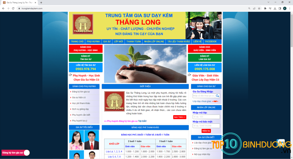 Trung tâm gia sư Bình Dương